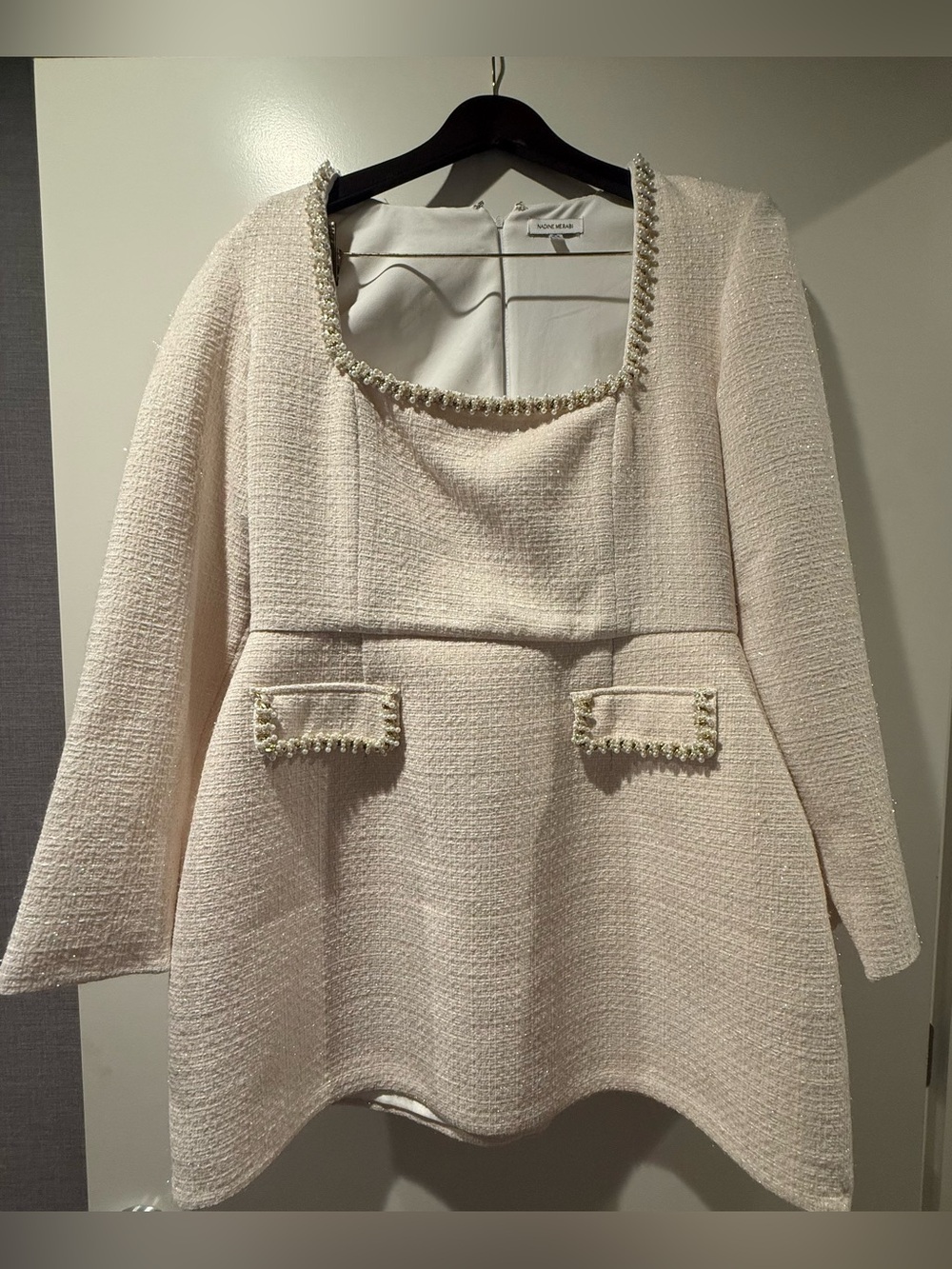 Natalie Beaded Long Sleeve Sheath Minidress